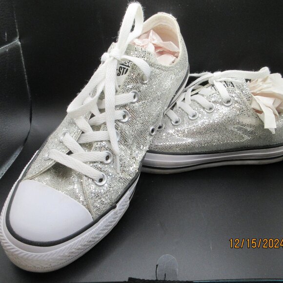 CONVERSE ALL STAR~SILVER MESH SEQUINED~GREAT FOR WEDDING~SIZE 8 - Picture 1 of 9